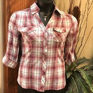 🎁 Shimmery Plaid Ladies Shirt